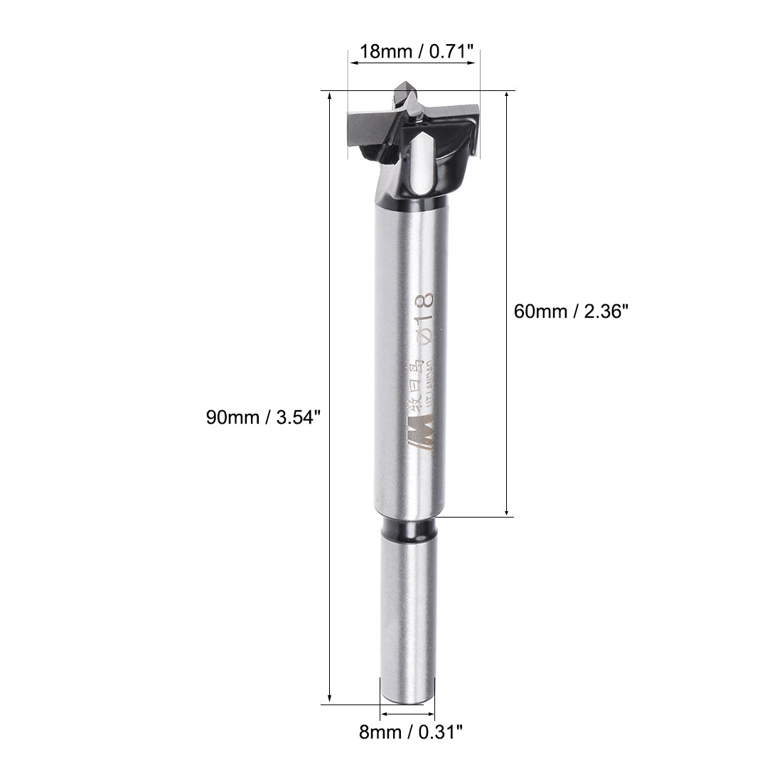 uxcell Uxcell Forstner Drill Bits, 18mm Diameter, 8mm x 30mm Shank