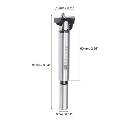 Harfington Uxcell Forstner Drill Bits, 18mm Diameter, 8mm x 30mm Shank