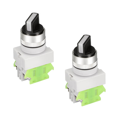Harfington Uxcell 2pcs Latching Lock 3 Positions Rotary Selector Select Switch DPST 10A 24mm Mounting Hole Dia
