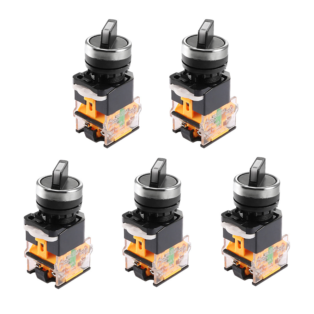 uxcell Uxcell 5pcs Latching Lock 2 Positions Rotary Selector Select Switch DPST 10A 22mm Mounting Hole Dia