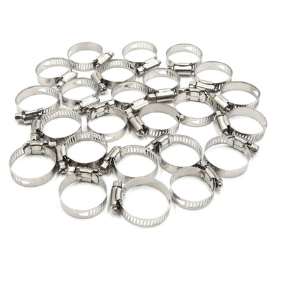 Harfington Uxcell 24pcs 18-32MM Stainless Steel Car Vehicle Drive Hose Clamp Fuel Line  Clip