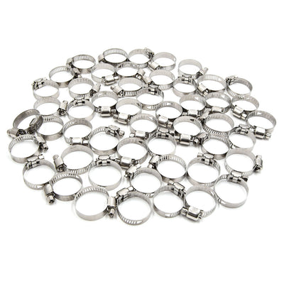 Harfington Uxcell 50pcs 16-25MM Stainless Steel Car Vehicle Drive Hose Clamp Fuel Line  Clip