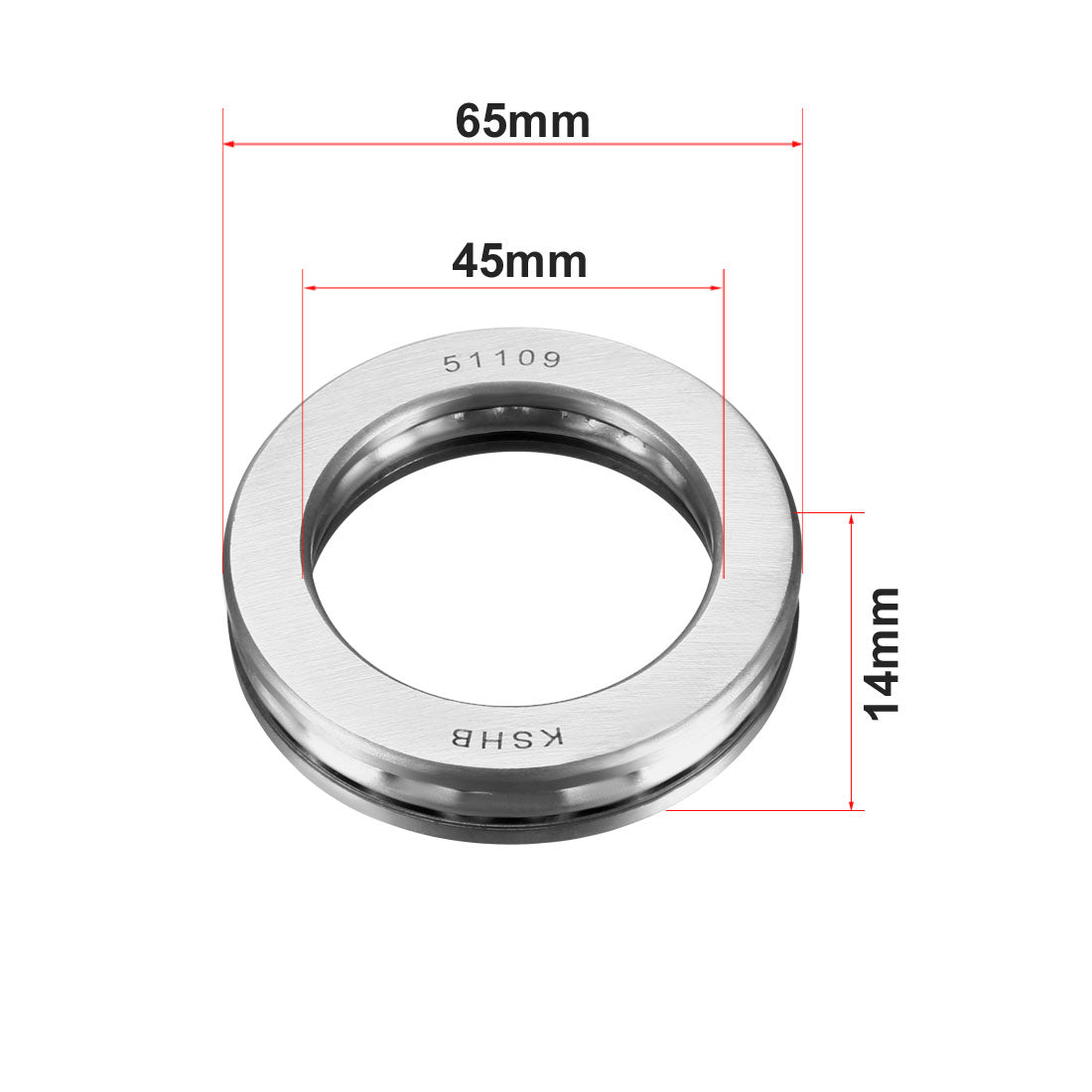 uxcell Uxcell 51109 Single Direction Thrust Ball Bearings 45mm x 65mm x 14mm Chrome Steel