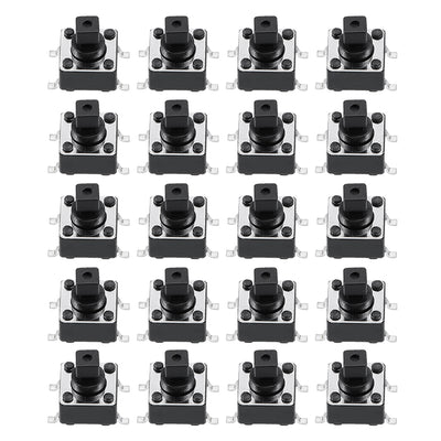 Harfington Uxcell 6x6x7.3mm Momentary Panel PCB Surface Mounted Devices SMT Mount 4 Pins Push Button SPST Tactile Tact Switch 20PCS