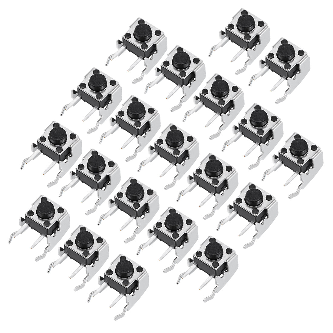 uxcell Uxcell 20Pcs Momentary PCB Side Mounting Fixed Bracket Pushbutton Push Button Tact Tactile Switch DIP 2 Terminals 6x6x5mm