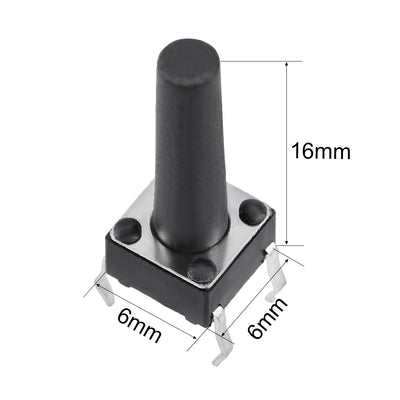 Harfington Uxcell 6x6x16mm Panel Mini/Micro/Small PCB Momentary Tactile Tact Push Button Switch DIP 20PCS