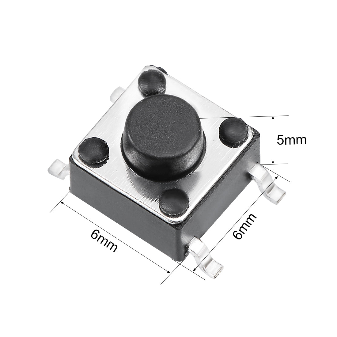uxcell Uxcell 6x6x5mm Momentary Panel PCB Surface Mounted Devices SMT Mount 4 Pins Push Button SPST Tactile Tact Switch 5PCS