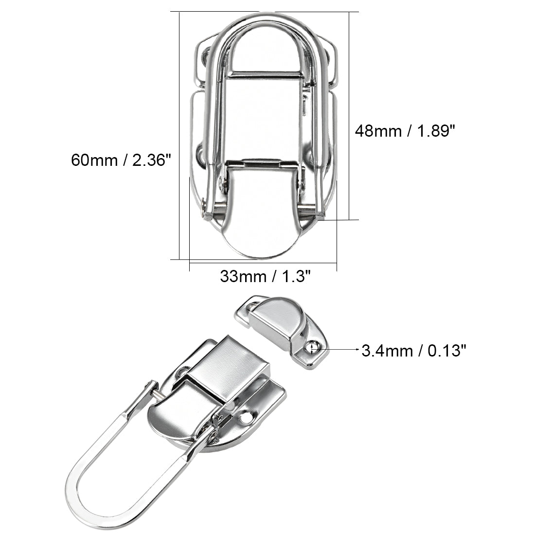 uxcell Uxcell 60mm x 33mm Metal Small Size Suitcase Hasp Catch Latch with Screws 4 Pcs