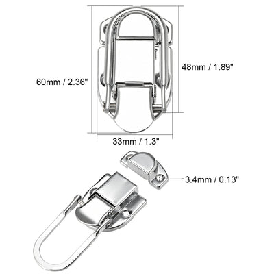 Harfington Uxcell 60mm x 33mm Metal Small Size Suitcase Hasp Catch Latch with Screws 4 Pcs