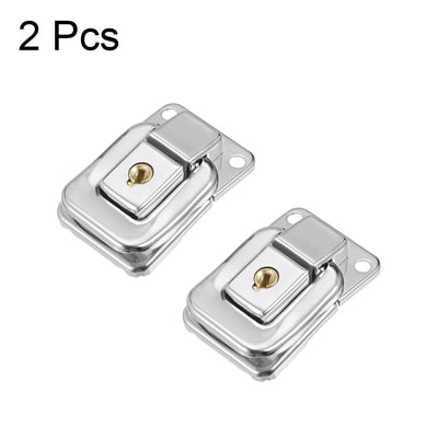 Harfington Uxcell 41mm x 28mm Metal Small Size Suitcase Hasp Catch Latch with Keys and Screws 2 Pcs