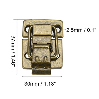 Harfington Uxcell 37mm x 30mm Metal Small Size Suitcase Hasp Catch Latch Bronze Tone with Screws 2 Pcs