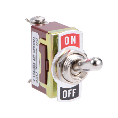 Harfington Uxcell T701A SPST Rocker Toggle Switch Self Locking Heavy-Duty 15A 250V 20A 125V 2P ON/OFF Switch Metal Bat Waterproof Boot Cap Cover