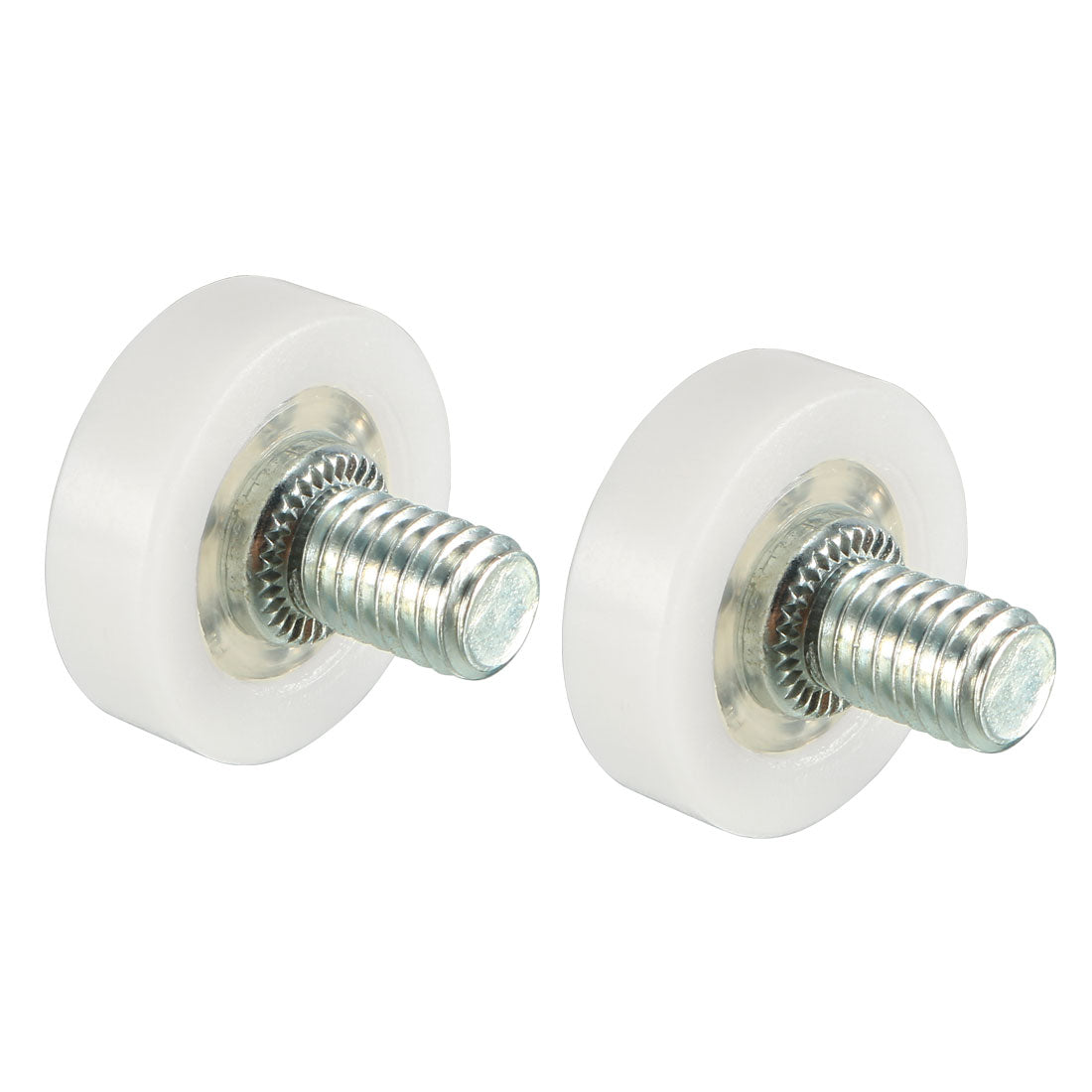uxcell Uxcell 2pcs 19x6x1mm Roller Idler Bearing Pulley Sliding Conveyor Wheel Threaded Rod M6*8 white