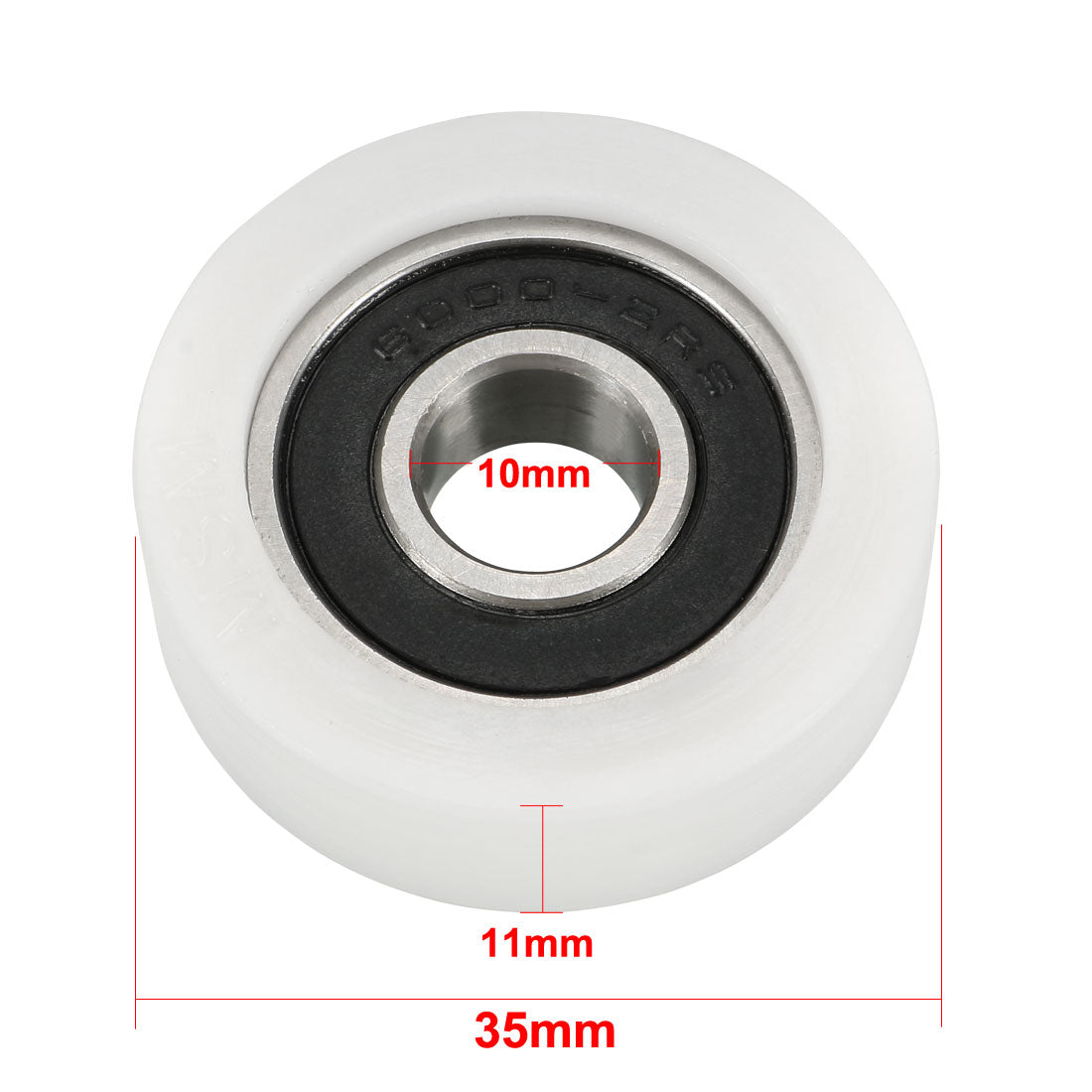 Uxcell Uxcell 2pcs 10x35x11mm Roller Idler Bearing Pulley Sliding Conveyor Wheel White