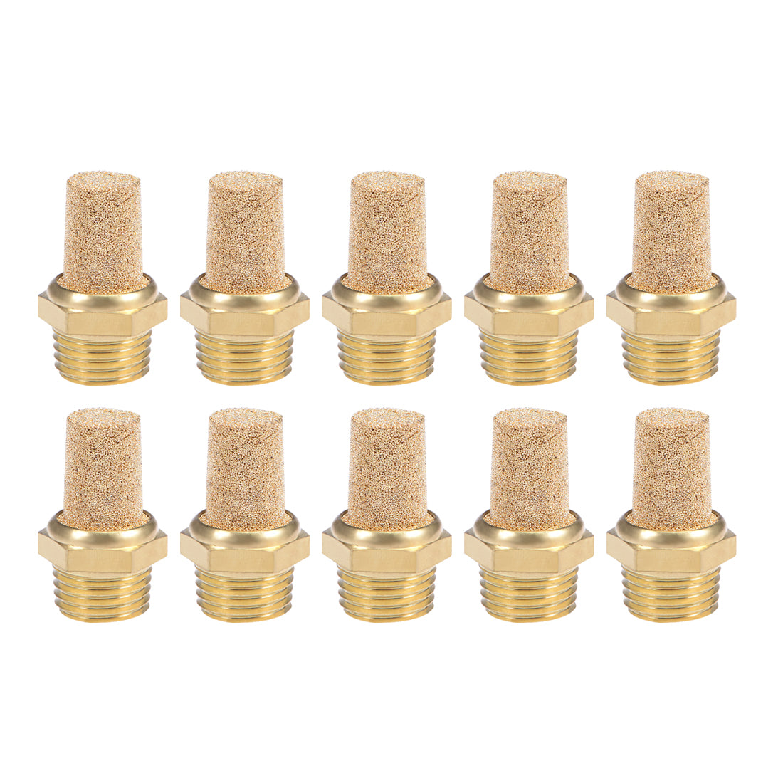 Uxcell Uxcell 1/8 PT Sintered Bronze Exhaust Muffler with Brass Body Protruding 10pcs