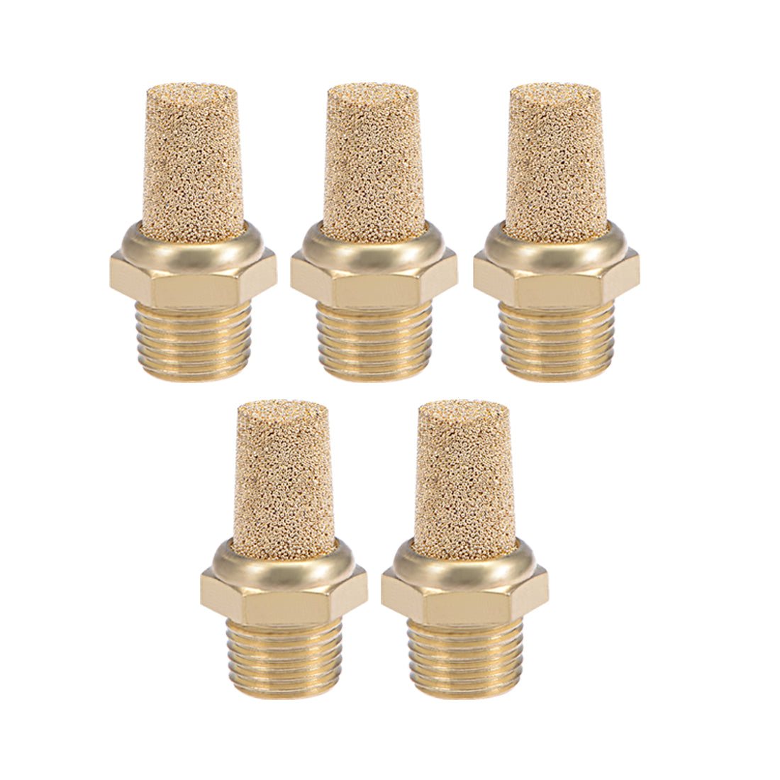 uxcell Uxcell 1/8 PT Sintered Bronze Exhaust Muffler with Brass Body Protruding 5pcs