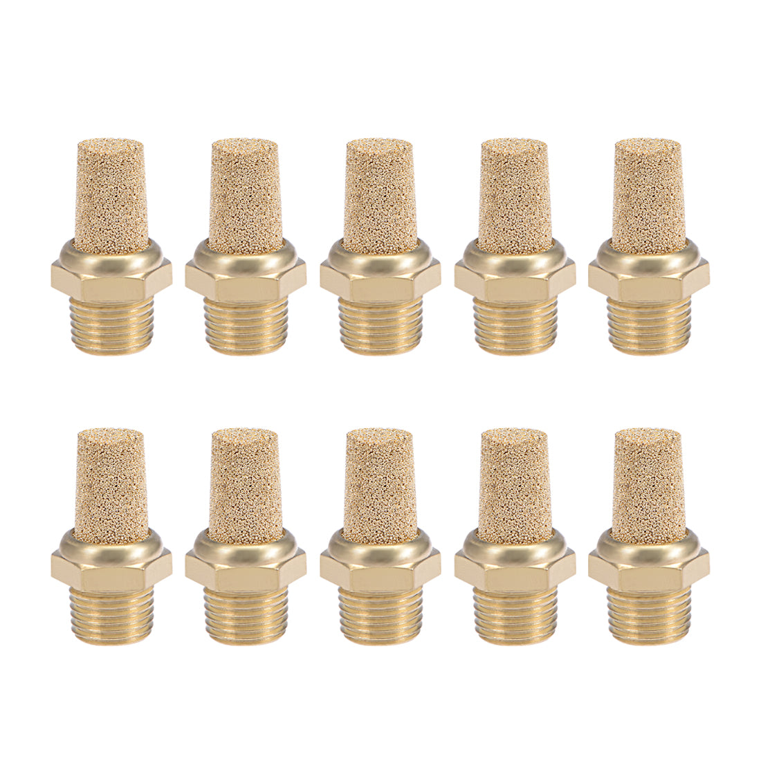 uxcell Uxcell 1/8 PT Sintered Bronze Exhaust Muffler with Brass Body Protruding 10pcs