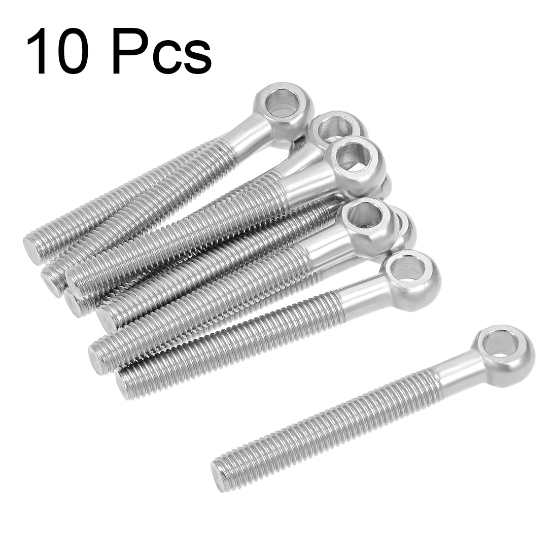 uxcell Uxcell M10 x 80mm 304 Stainless Steel Machine Shoulder Lift Eye Bolt Rigging 10pcs