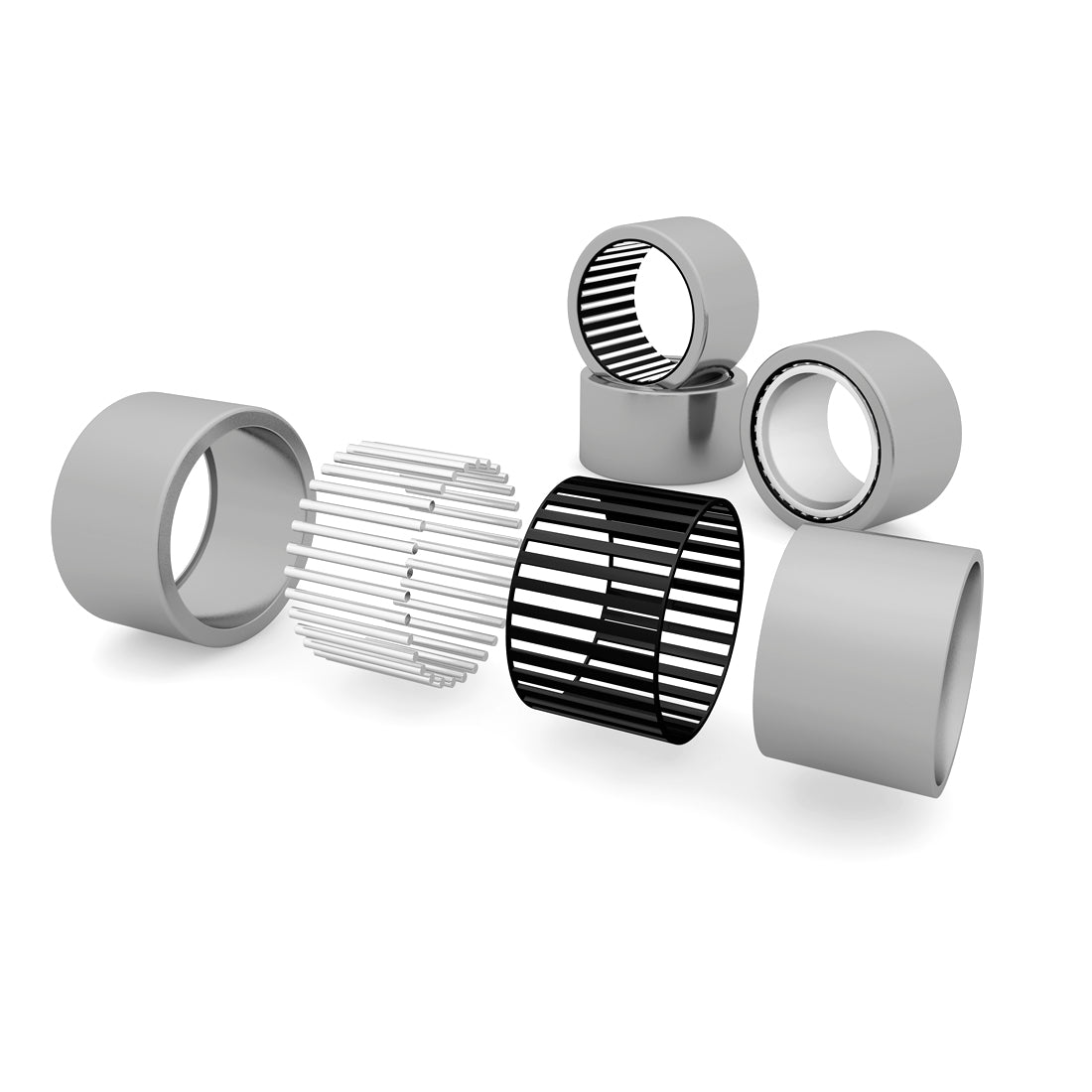 uxcell Uxcell HK Series Needle Roller Bearings, Open End Stamping Steel Drawn Cup Metric