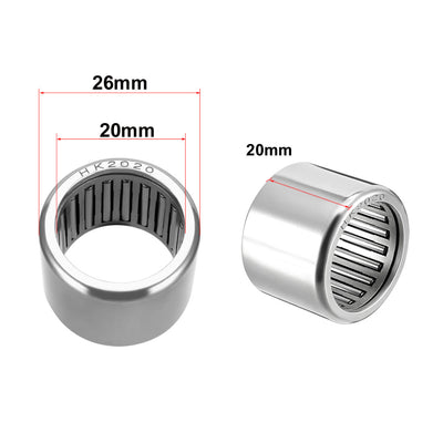 Harfington Uxcell HK Series Needle Roller Bearings, Open End Stamping Steel Drawn Cup Metric