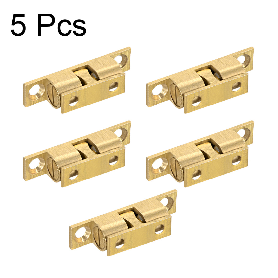 uxcell Uxcell Cabinet Door Closet Brass Double Ball Catch Tension Latch 35mm Length Gold Tone 5pcs
