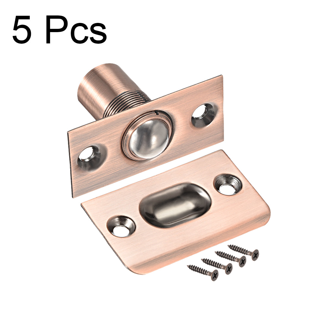 uxcell Uxcell Adjustable Cabinet Closet Door Large Ball Catch with Strike Screws 54mm Length Copper Plated 5pcs