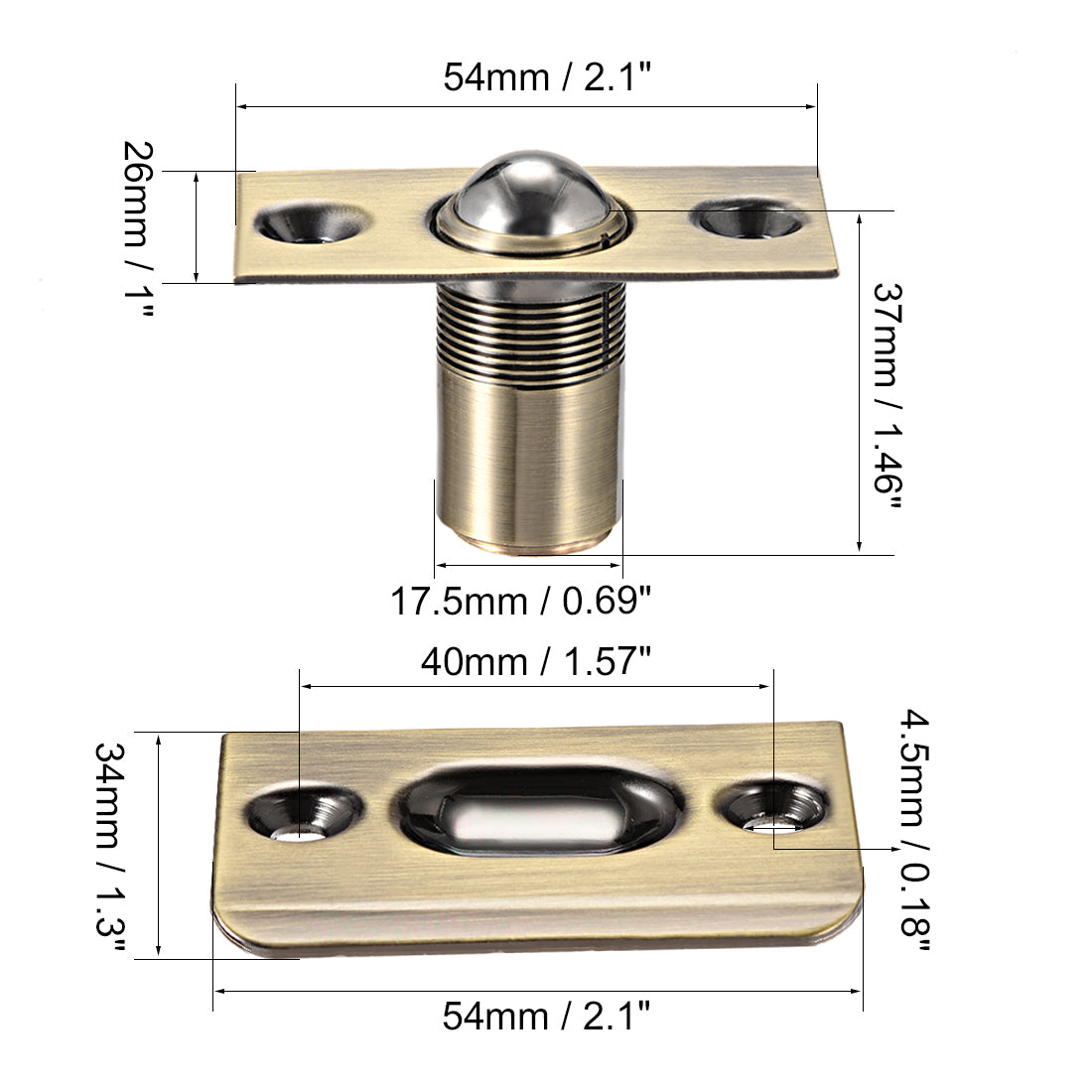 uxcell Uxcell Adjustable Cabinet Closet Door Large Ball Catch with Strike Screws 54mm Length Bronze Plated