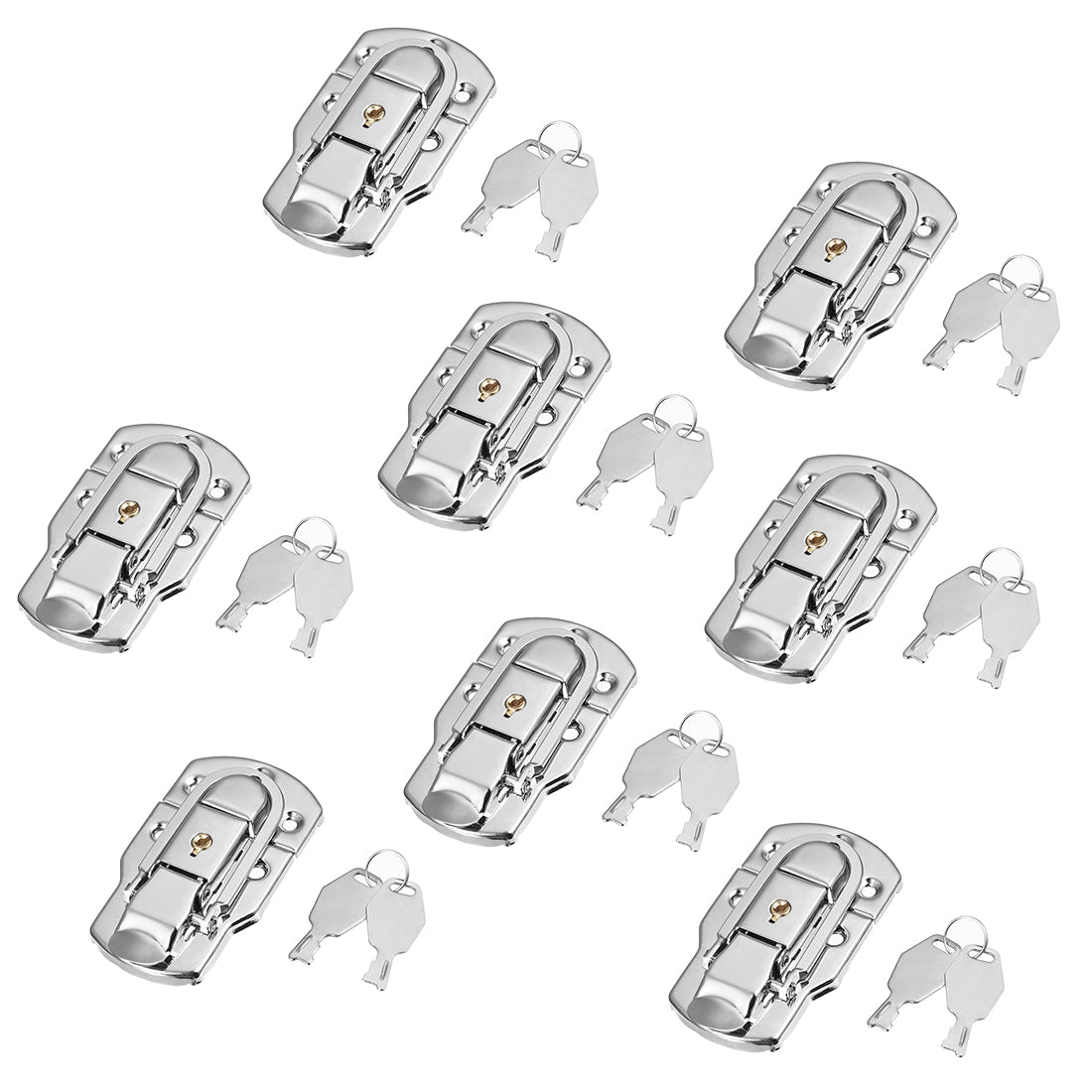 uxcell Uxcell 92mm x 50mm Metal Small Size Suitcase Lock Hasp Catch Latch with Keys 8 Pcs