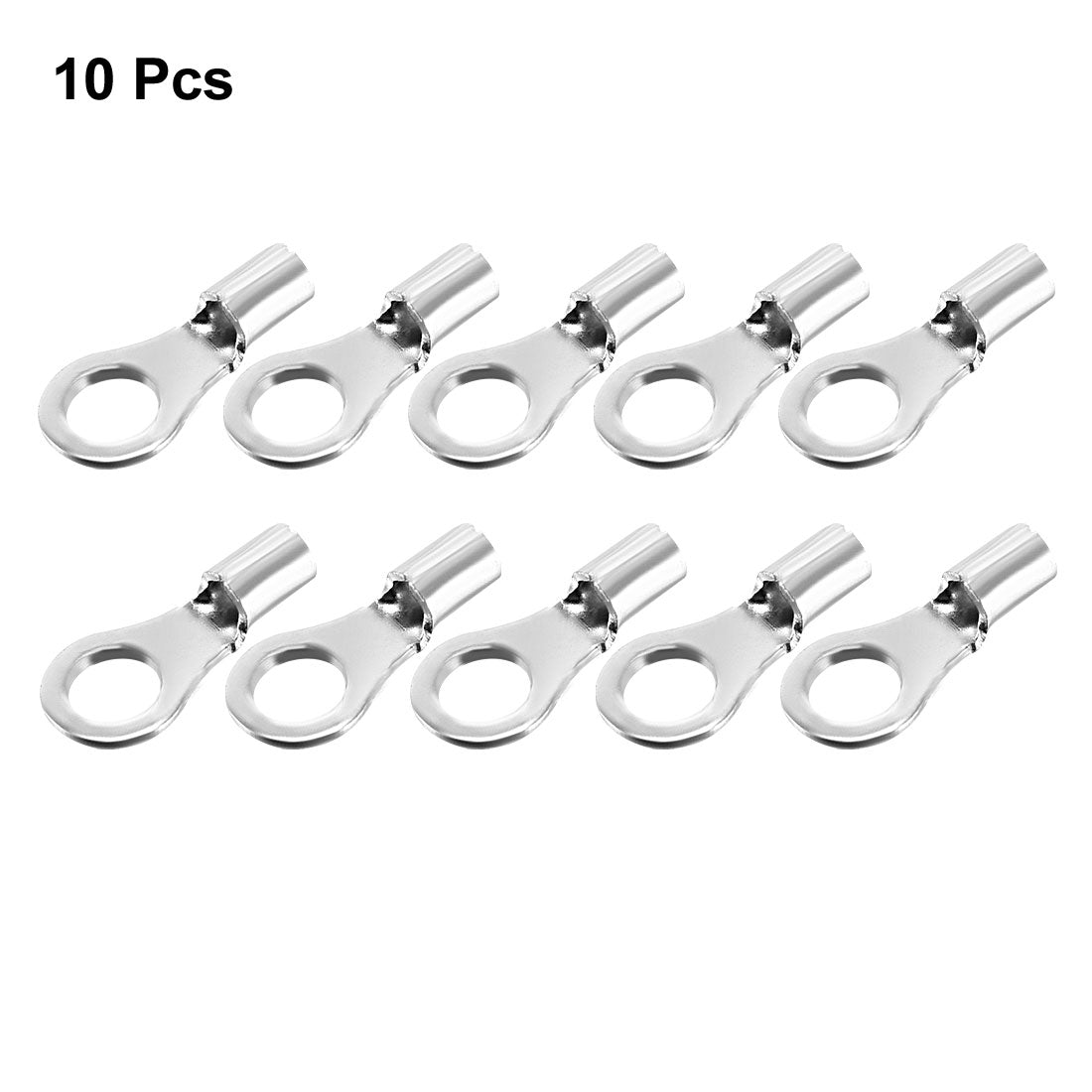 uxcell Uxcell 10Pcs RNB1.25-4S Non-Insulated U-Type Copper Crimp Terminals 1.5-2.5mm2 Wire Connector Silver Tone