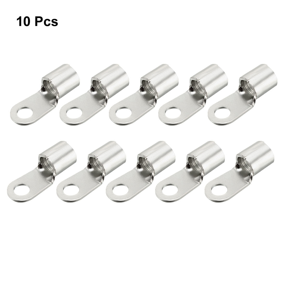 uxcell Uxcell 10Pcs RNB22-6S Non-Insulated U-Type Copper Crimp Terminals 8mm2 Wire Connector Silver Tone