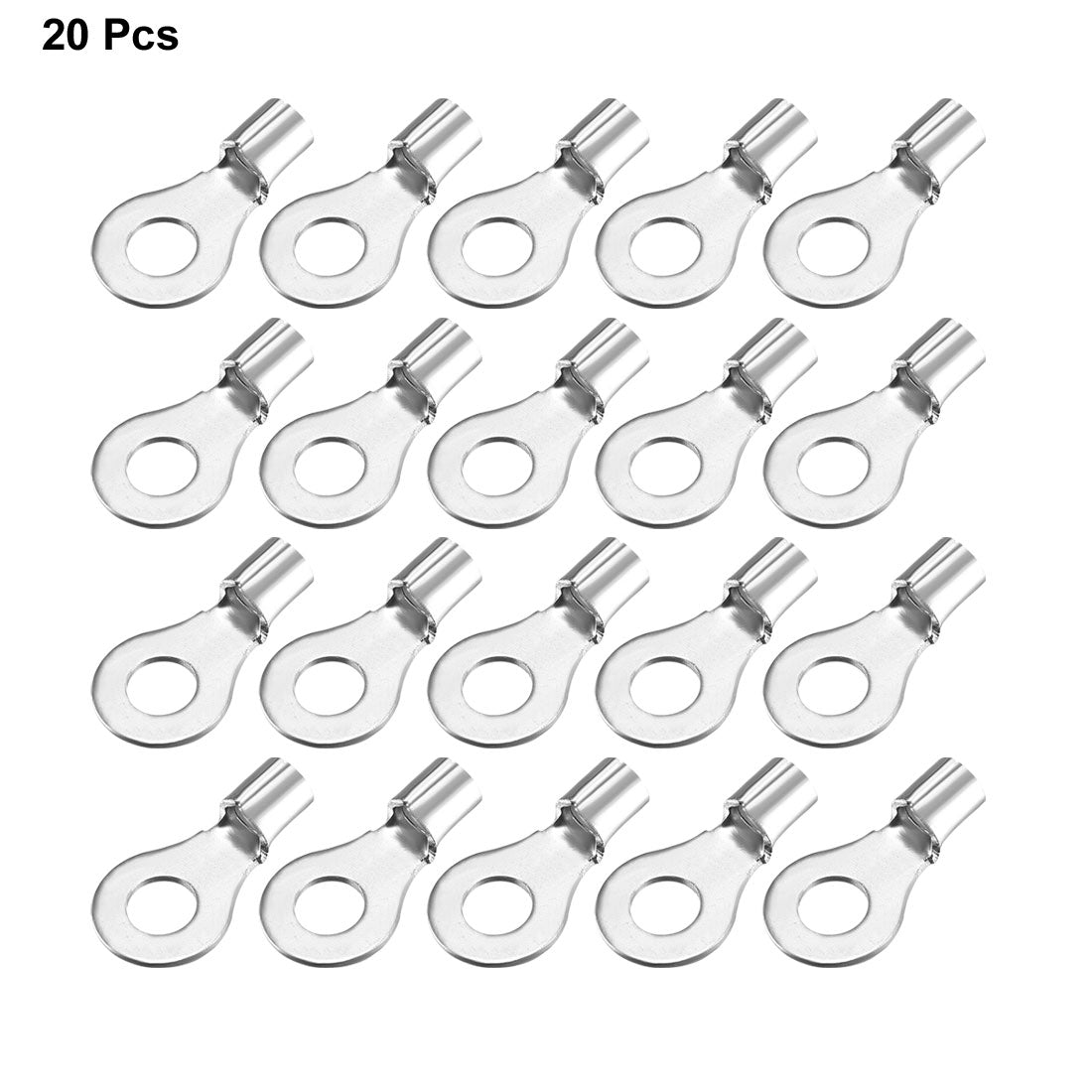 uxcell Uxcell 20Pcs RNB2-4L Non-Insulated U-Type Copper Crimp Terminals 1.5-2.5mm2 Wire Connector Silver Tone