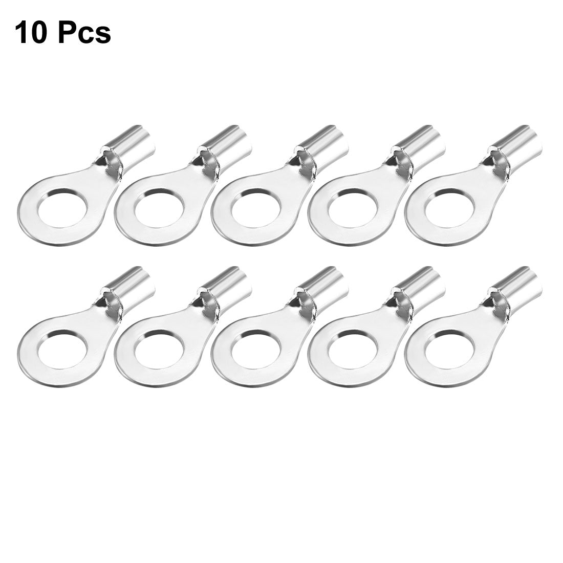 uxcell Uxcell 10Pcs RNB2-5L Non-Insulated U-Type Copper Crimp Terminals 1.5-2.5mm2 Wire Connector Silver Tone