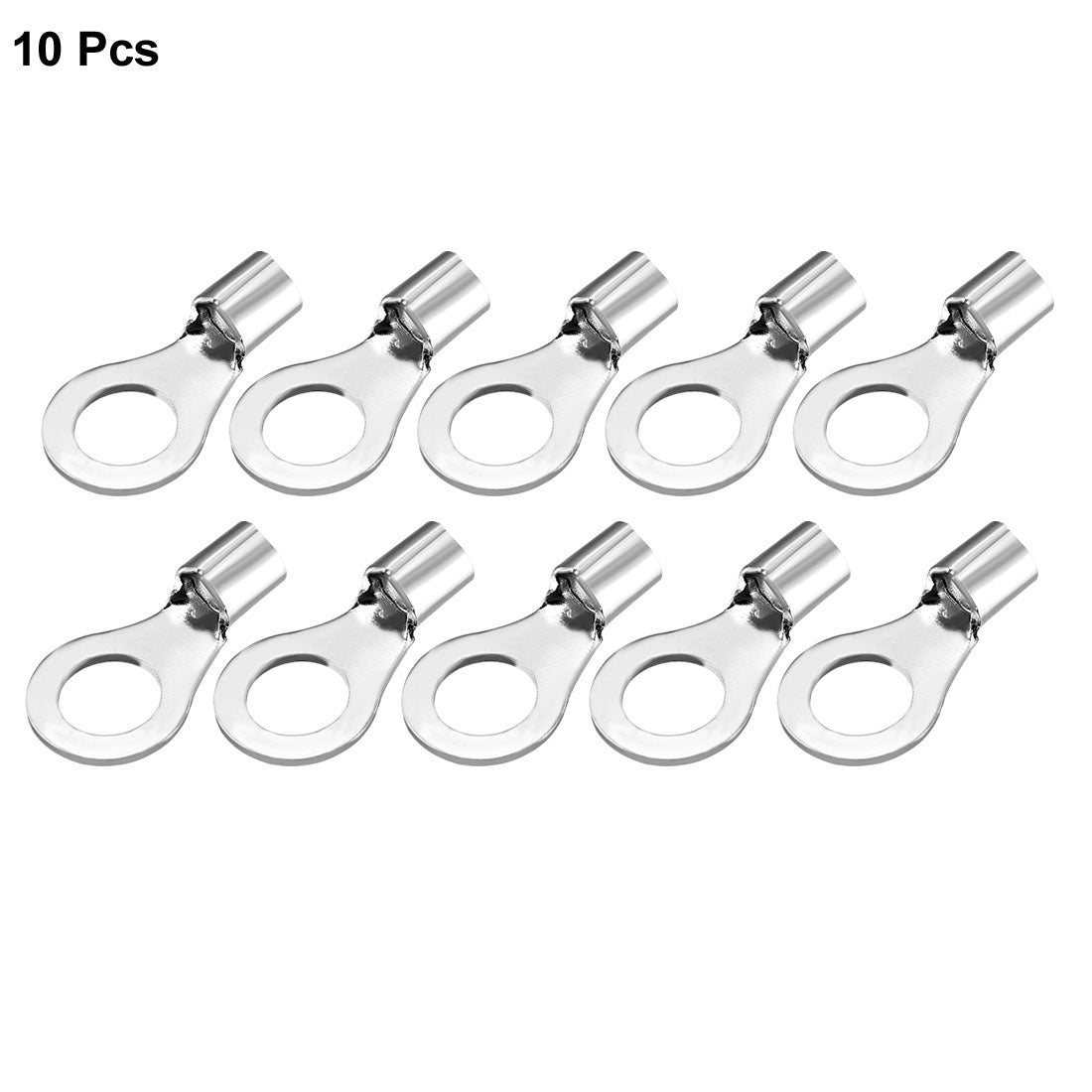 uxcell Uxcell 10Pcs RNB2-5S Non-Insulated U-Type Copper Crimp Terminals 1.5-2.5mm2 Wire Connector Silver Tone