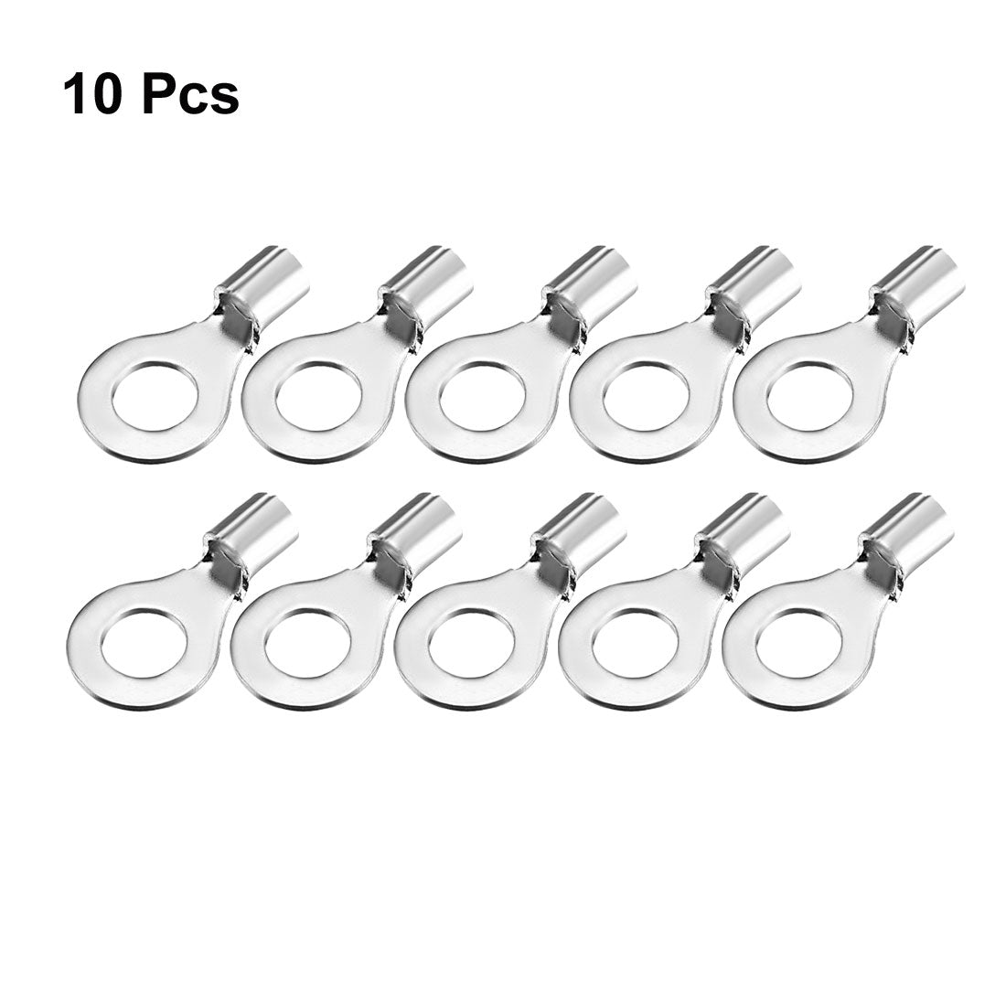 uxcell Uxcell 10Pcs RNB3.5-6 Non-Insulated U-Type Copper Crimp Terminals 2.5-4mm2 Wire Connector Silver Tone