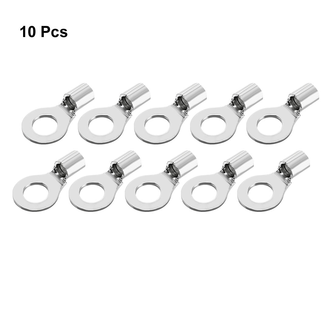 uxcell Uxcell 10Pcs RNB5.5-6 Non-Insulated U-Type Copper Crimp Terminals 4-6mm2 Wire Connector Silver Tone