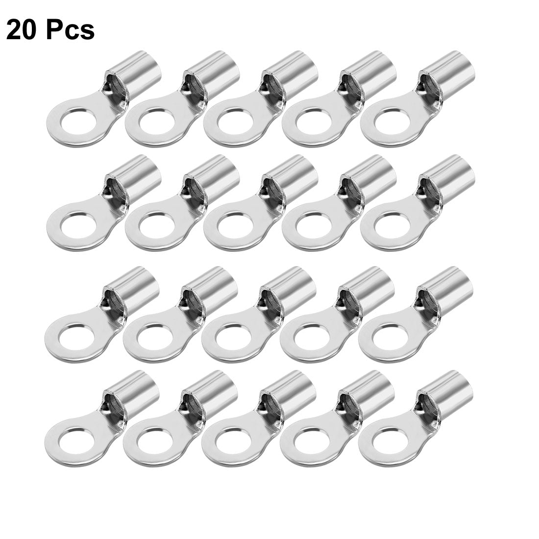 uxcell Uxcell 20Pcs RNB8-6S Non-Insulated U-Type Copper Crimp Terminals 6-10mm2 Wire Connector Silver Tone