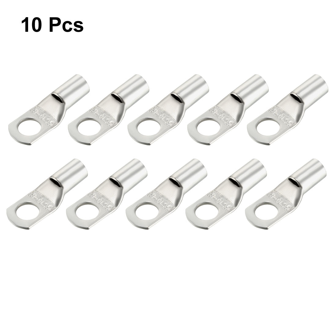uxcell Uxcell 10Pcs SC10-6 Non-Insulated U-Type Copper Crimp Terminals 6mm2 Wire Connector Silver Tone
