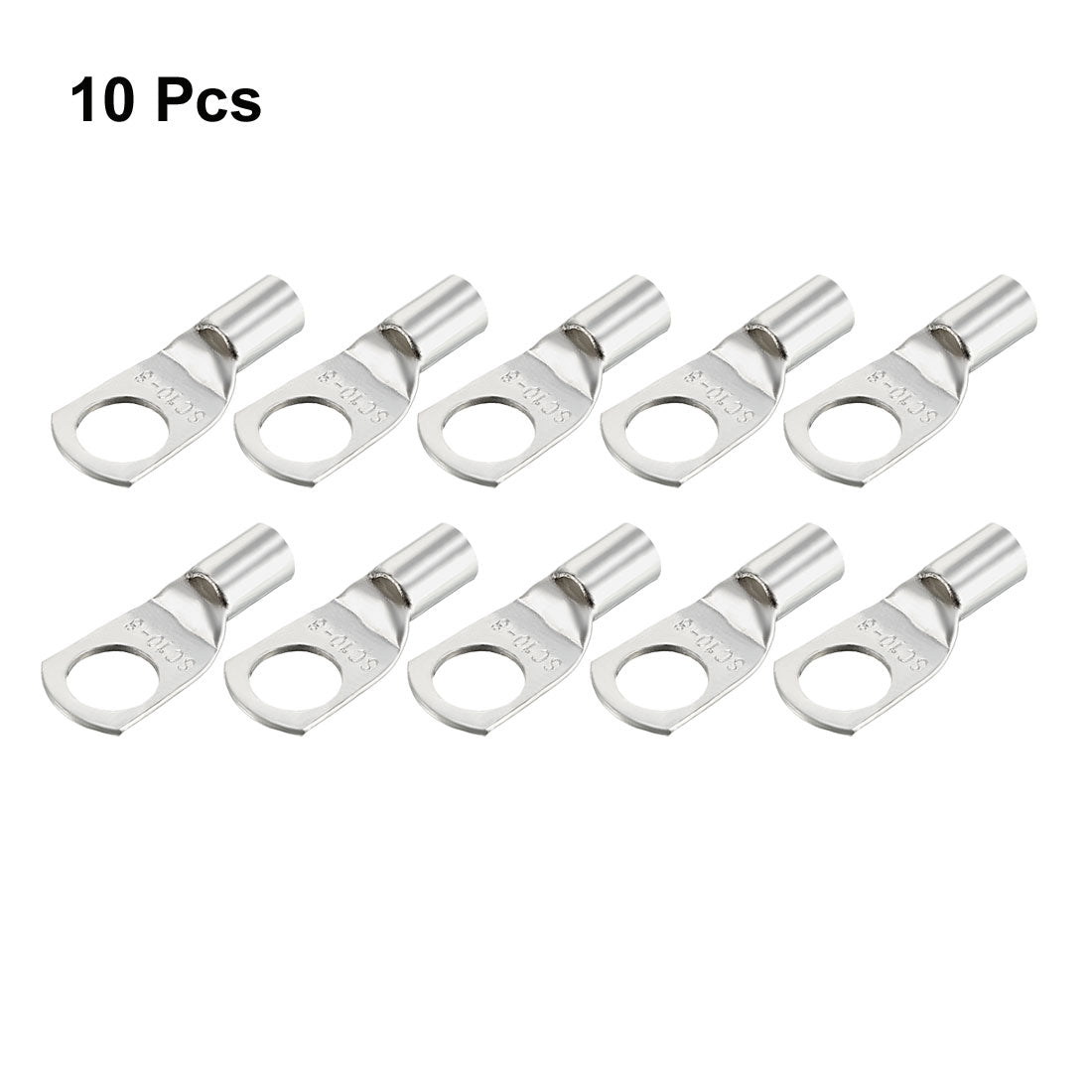 uxcell Uxcell 10Pcs SC10-8 Non-Insulated U-Type Copper Crimp Terminals 10mm2 Wire Connector Silver Tone