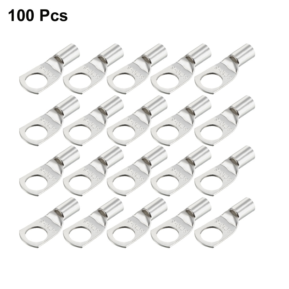 uxcell Uxcell 100Pcs SC 10-8 Non-Insulated U-Type Copper Crimp Terminals 10mm2 Wire Connector Silver Tone
