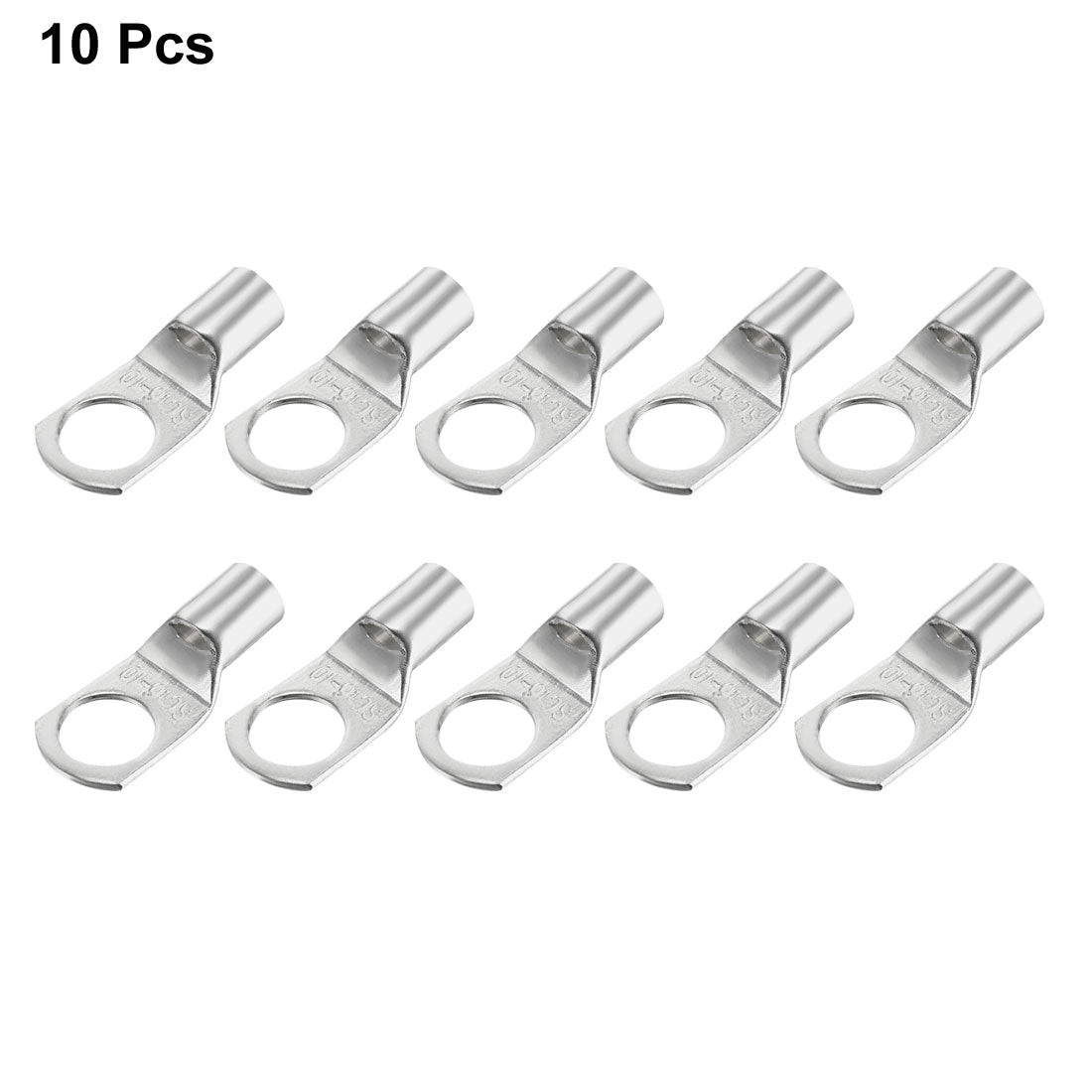 uxcell Uxcell 10Pcs SC16-10 Non-Insulated U-Type Copper Crimp Terminals 6.4mm2 Wire Connector Silver Tone