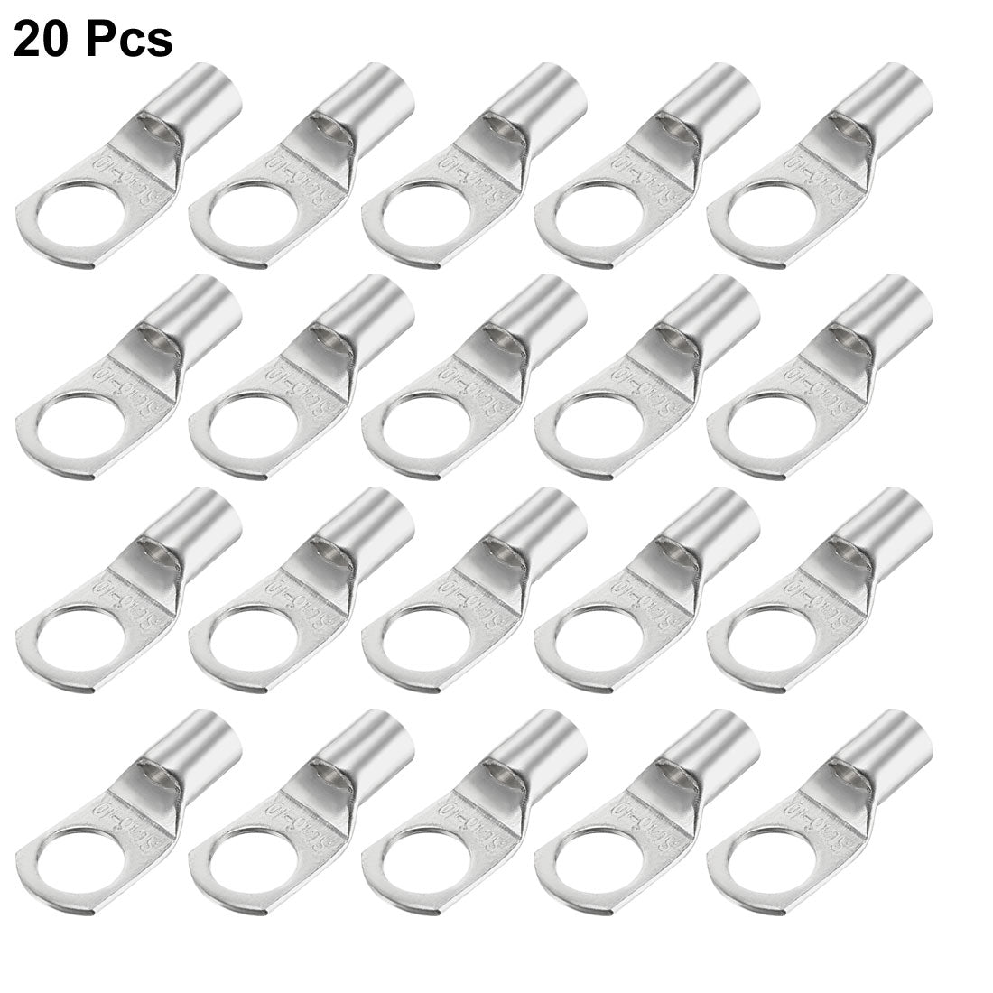 uxcell Uxcell 20Pcs SC16-10 Non-Insulated U-Type Copper Crimp Terminals 6.4mm2 Wire Connector Silver Tone