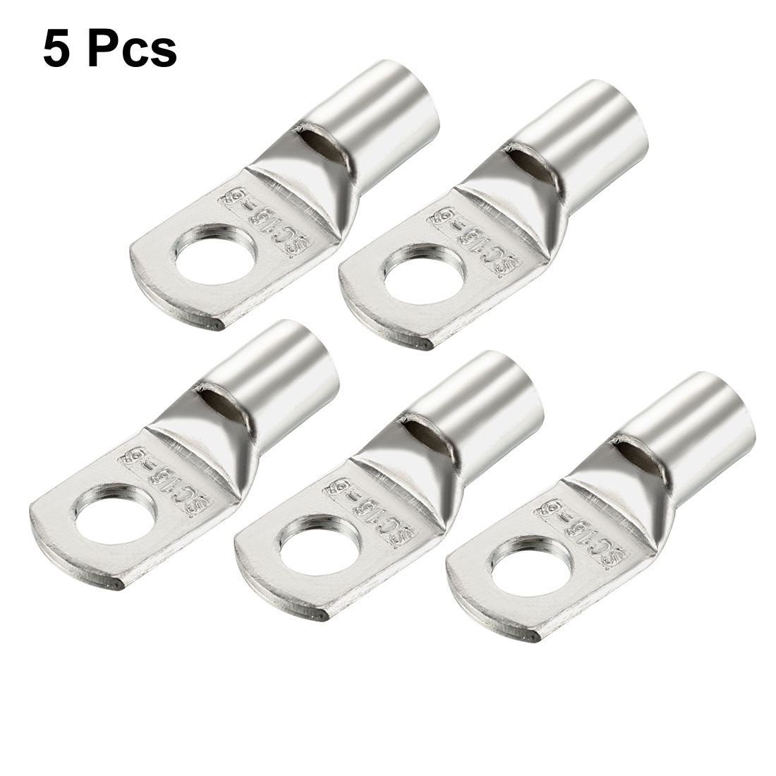 uxcell Uxcell 5Pcs SC16-6 Non-Insulated U-Type Copper Crimp Terminals 6mm2 Wire Connector Silver Tone