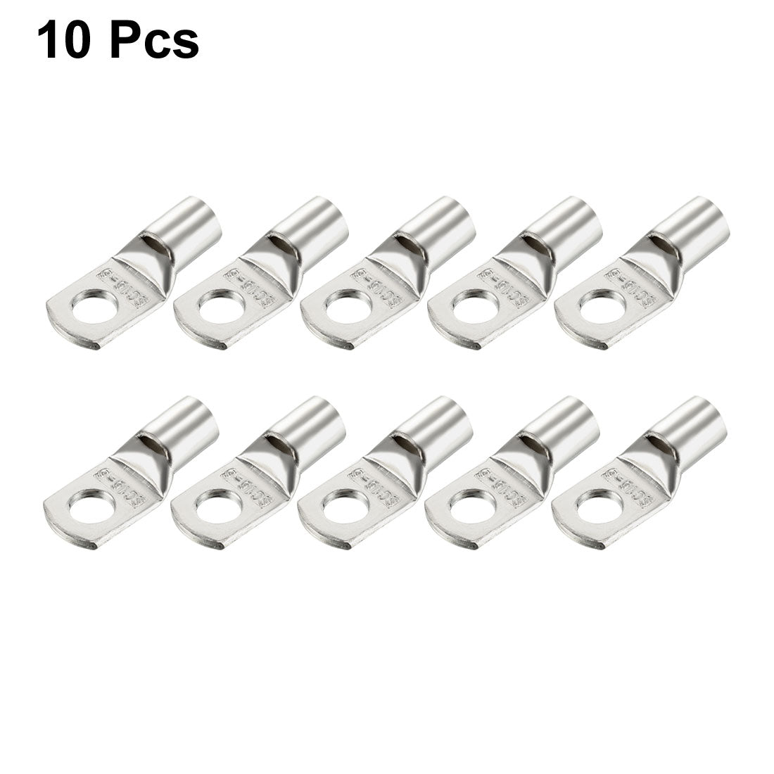 uxcell Uxcell 10Pcs SC16-6 Non-Insulated U-Type Copper Crimp Terminals 6mm2 Wire Connector Silver Tone