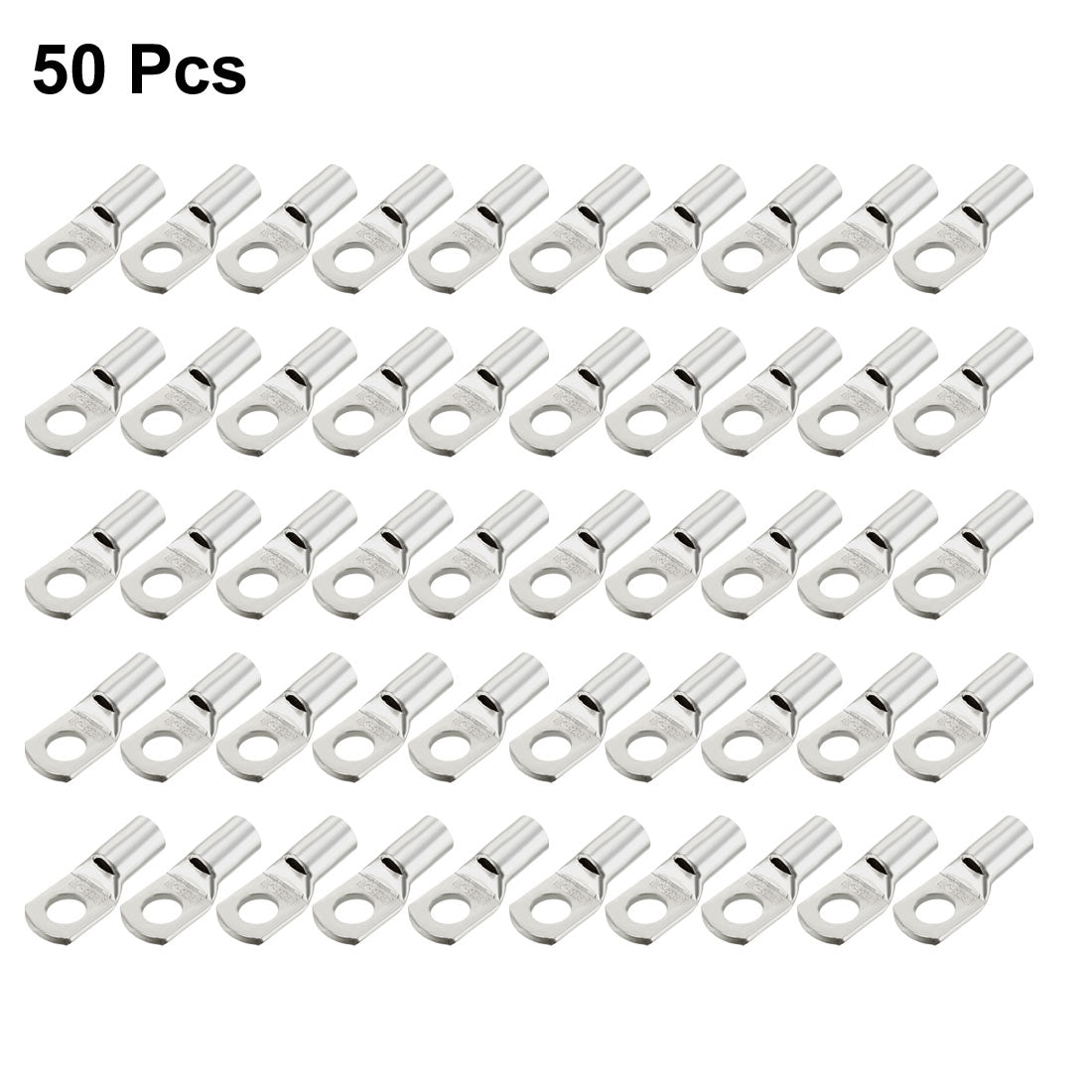 uxcell Uxcell 50Pcs SC25-8 Non-Insulated U-Type Copper Crimp Terminals 25mm2 Wire Connector Silver Tone