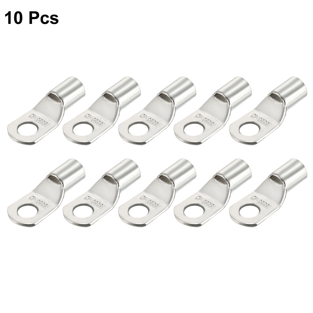uxcell Uxcell 10Pcs SC50-10 Non-Insulated U-Type Copper Crimp Terminals 10mm Wire Connector Silver Tone