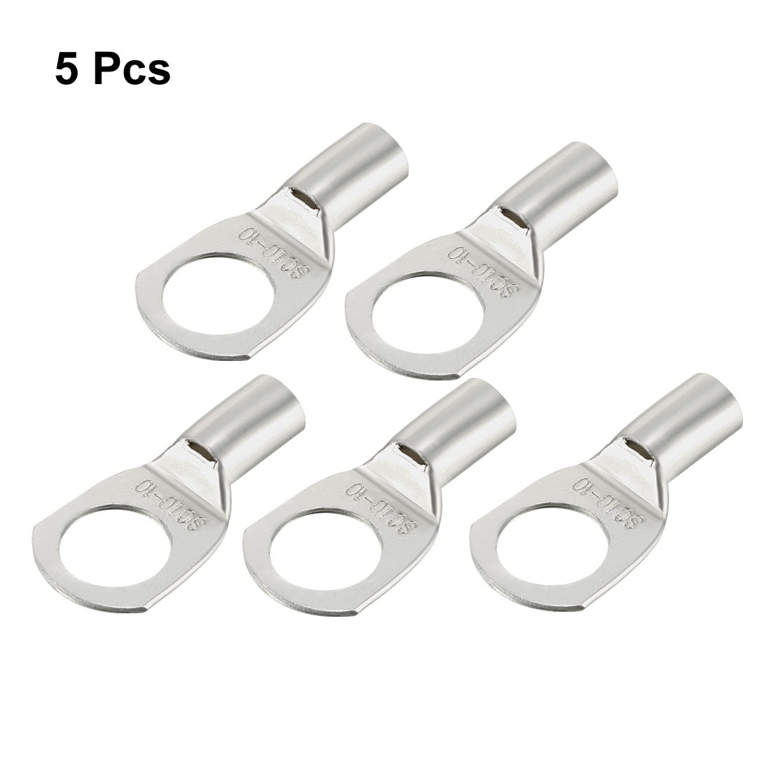 uxcell Uxcell 5Pcs SC10-10 Non-Insulated U-Type Copper Crimp Terminals 10mm2 Wire Connector Silver Tone