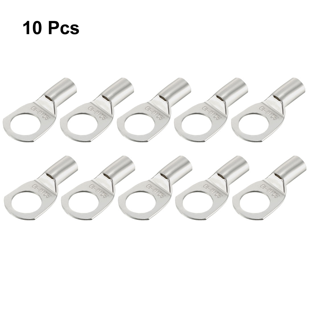 uxcell Uxcell 10Pcs SC10-10 Non-Insulated U-Type Copper Crimp Terminals 10mm2 Wire Connector Silver Tone