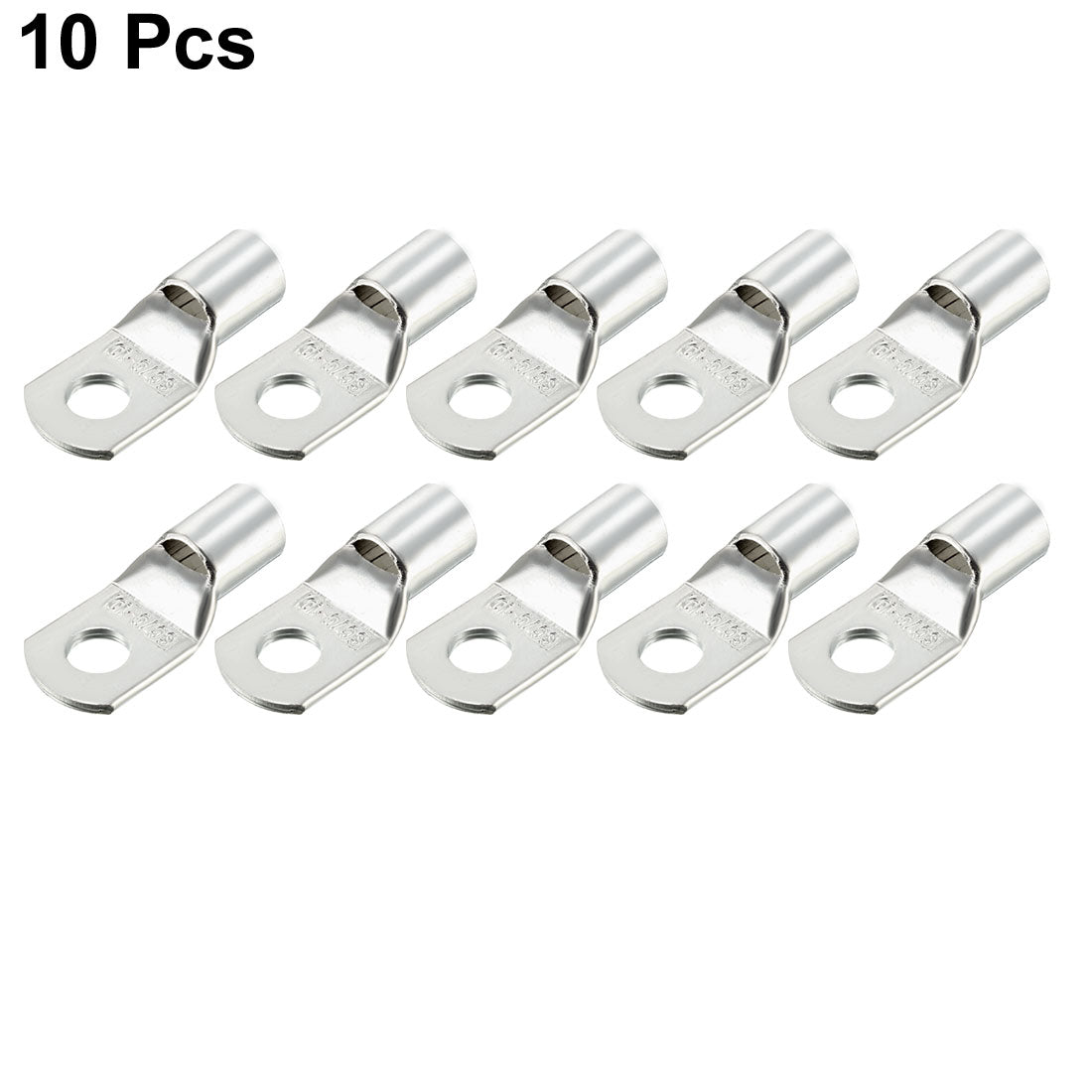 uxcell Uxcell 10Pcs SC70-10 Non-Insulated U-Type Copper Crimp Terminals 50mm Wire Connector Silver Tone