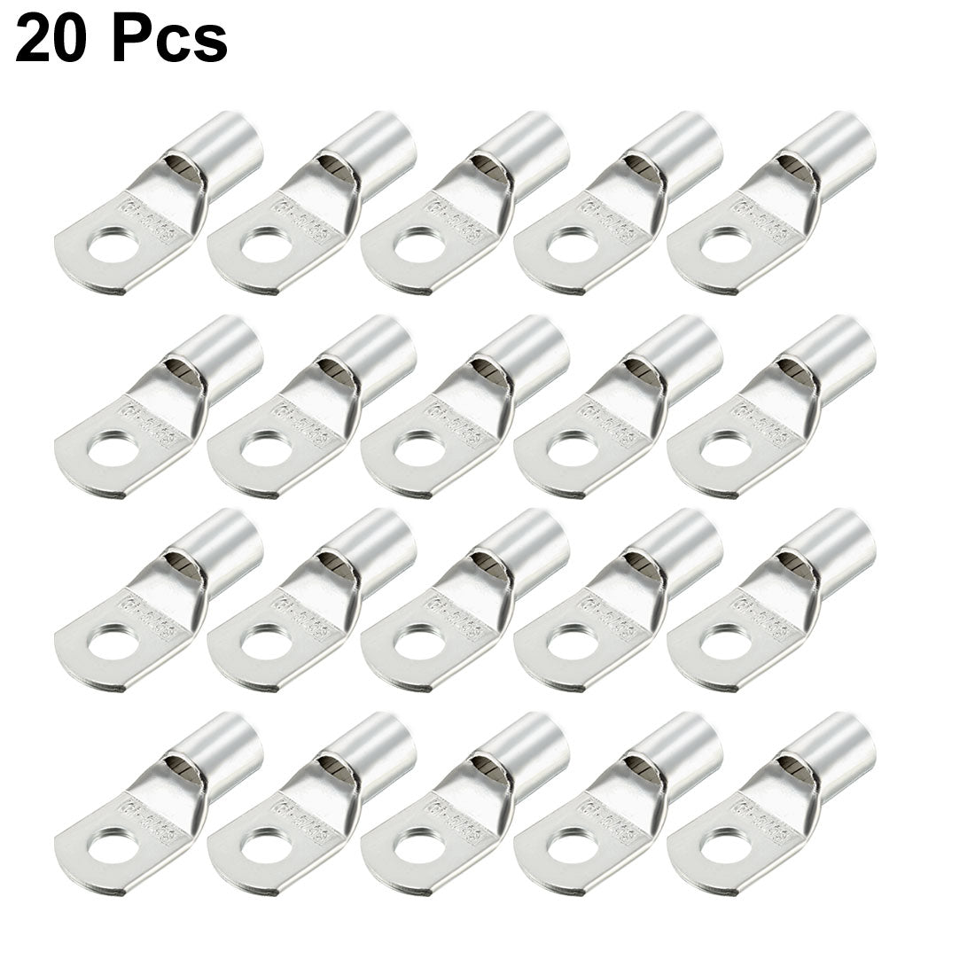 uxcell Uxcell 20Pcs SC70-10 Non-Insulated U-Type Copper Crimp Terminals 11.7mm Wire Connector Silver Tone
