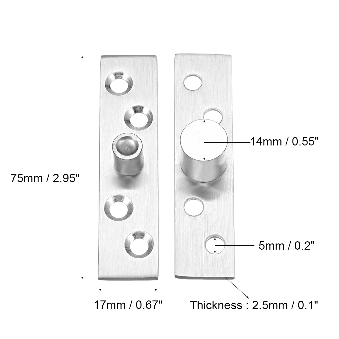 uxcell Uxcell 10 Sets Stainless Steel 360 Degree Door Pivot Hinge 75 x 17mm